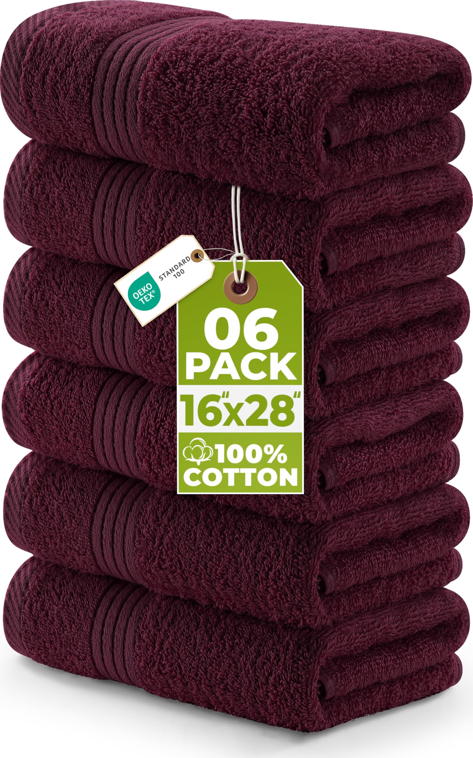 Utopia Towels - Premium Hand Towels - 100% Combed Ring Spun Cotton, Ultra Soft and Highly Absorbent, Exrta Large Thick Hand towels 41 x 71 cm, Hotel & Spa Quality Hand Towels (6-Pack) (BURGUNDY)