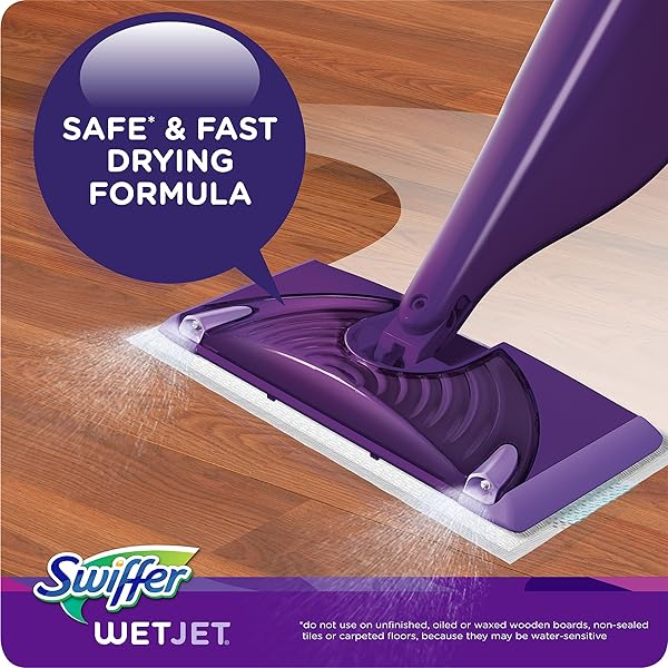 SWIFFER WETJET MULTI-PURPOSE AND HARDWOOD LIQUID FLOOR CLEANER SOLUTION REFILL, WITH GAIN SCENT, 42.2 FL OZ EACH, (PACK OF 2)