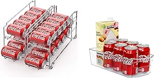 SimpleHouseware Stackable Beverage Can Dispenser + Kitchen Organizer Bin