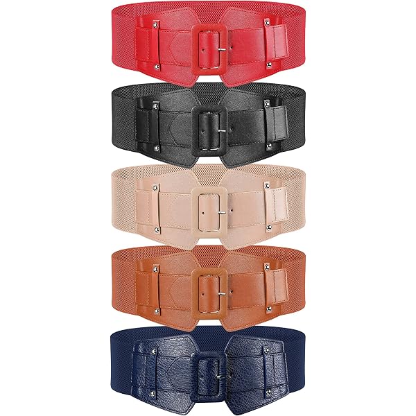 JASGOOD 4 Pack Wide Elastic Stretch Waist Belts for Women  display picture 1