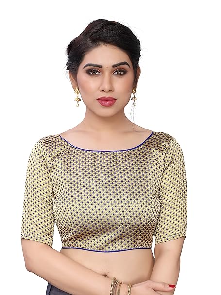 Buy brocade unstitched blouse material jacquard woven embroidery work 1