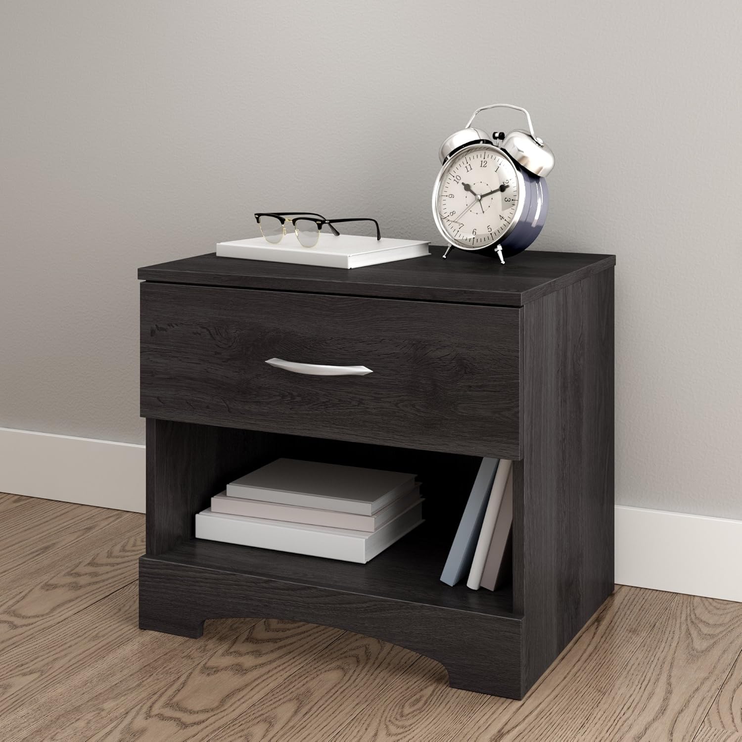 Amazon Com South Shore Step One 1 Drawer Nightstand Gray Oak Furniture Decor