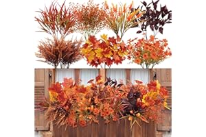 Ouddy Decor 24 Bundles Artificial Fall Flowers for Decorations, Fake Mums Fall Decorations Outdoor UV Resistant Plastic Flowers for Indoor Outside Autumn Thanksgiving Garden Yard Window Box Home Decor