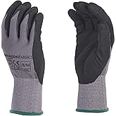 Amazon Basics Micro-Foam Nitrile Coated Safety Work Gloves, Touch Screen, Nylon Liner Fiber, Machine Washable, Grey, Size 8/M, 12-Pair