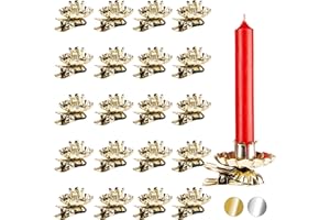 BRUBAKER 20 Pack Tree Candle Holders for Christmas Tree - Gold - Traditional Vintage Candle Holders with Clip