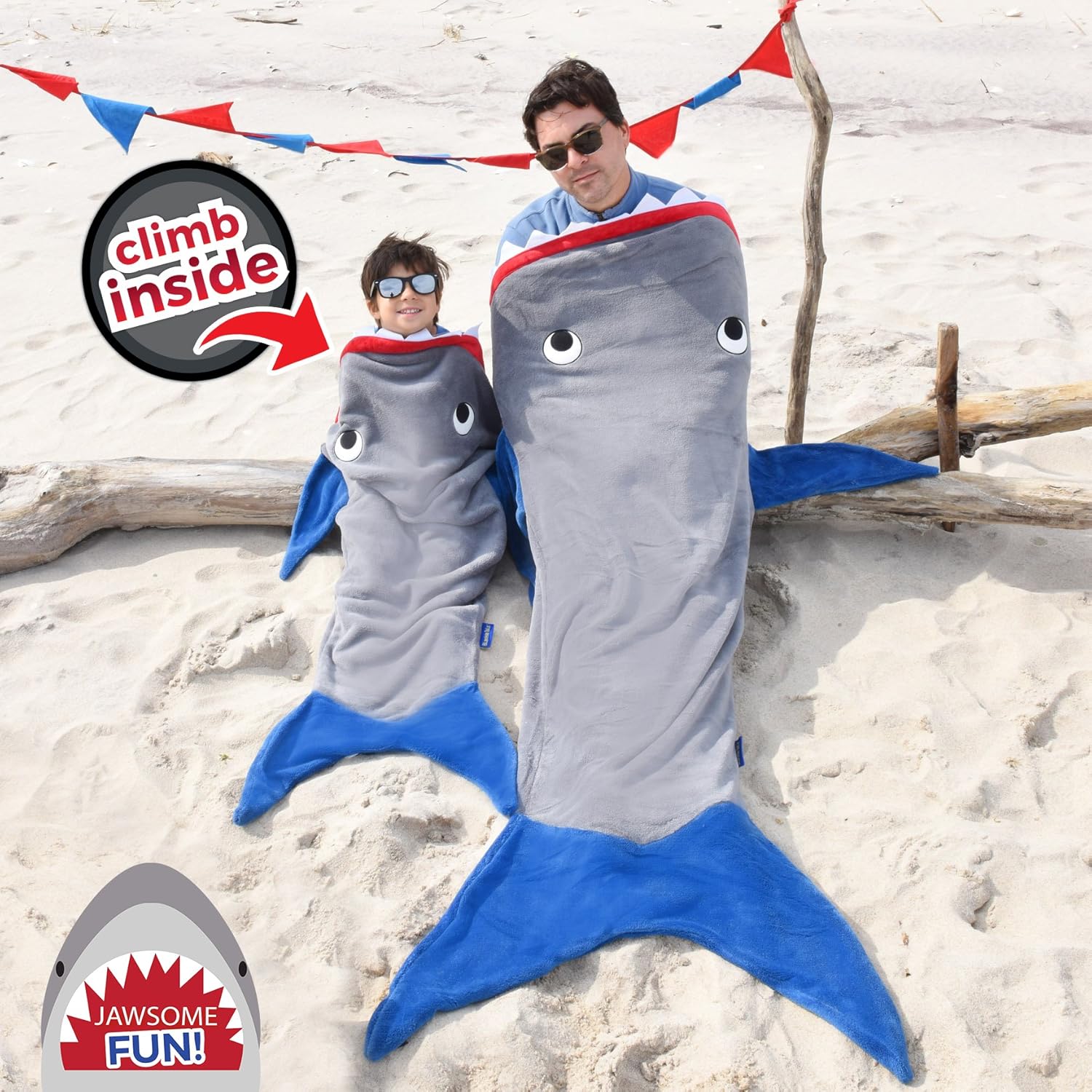 Blankie Tails, The Original Shark Tail Blanket with Luxurious Minky Fleece Shark Tail, for Kids Gray and Deep Blue - Image 4