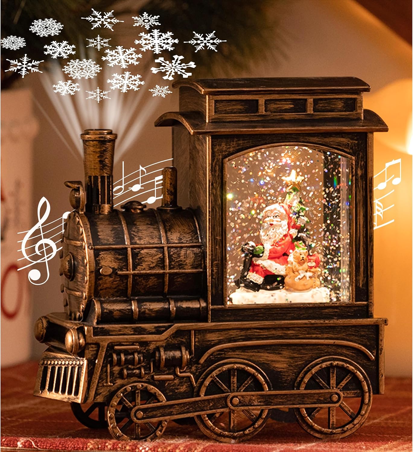 Snow Globes - Valery Madelyn Muscial Snow Globe with Projection Function, USB Plug-in & Battery Operated Spinning Water Glitters Lighted Singing Snow Globe Lantern for Xmas Holiday Decorations