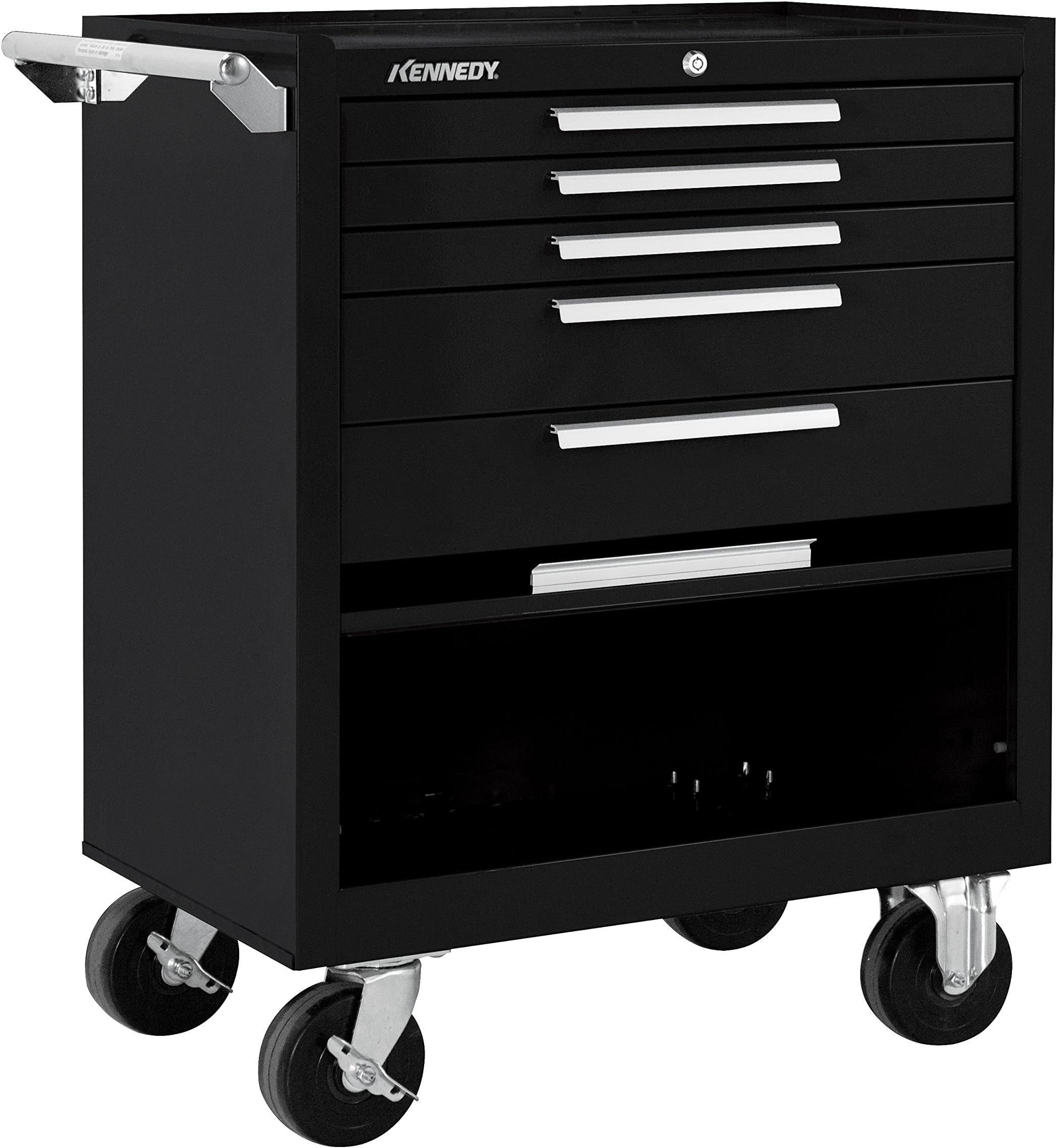 Kennedy Manufacturing 275Xbk 27" 5-Drawer Industrial Tool Storage Roller Cabinet With Chest And Wheels, Industrial Black