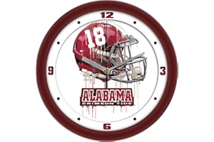 SunTime Alabama Crimson Tide Drip Helmet Decorative Wall Clock, Silent Non-Ticking Sports Team Wall Clock for Living Room Decor, Bedroom, Fan Cave, 11.5"