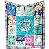Sulpoie Christian Gifts for Women Blanket 60"X50", Inspirational Religious Birthday Gifts, I Am A Child of God Blanket, Gifts for Catholic Women, Christian Throw Blanket