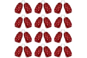 PPXMEEUDC 24PCS Cheerleading Pom Poms Metallic Foil Plastic Pom Poms with Baton Handle for Game Sports Squads Dancing Party Football Basketball Club Spirit Sports Stage Performance Celebration
