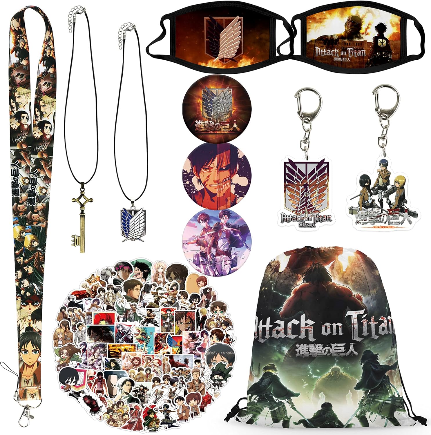 Attack on Titan Set Gift Set, Including DoubleSided Printing Bag