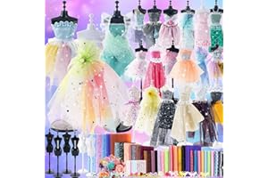 Aowjoy 1500+ PCS Fashion Designer Kits for Girls - Sewing Kit with 6 Mannequins - DIY Arts and Crafts Kit Doll Clothes Making Set - Designer Dress Girls Toys for Age 6 7 8 9 10 11 12+ Year Old Gifts