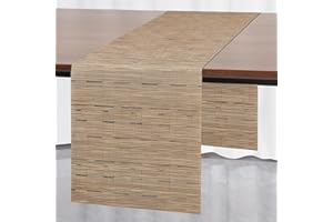 Myir JUN Table Runner, Vinyl Table Runner Indoor 55 Inch Long Arbitrarily Cropped Runner for Table Heatproof for Home Party (Light Brown, 12 x 55 inch)