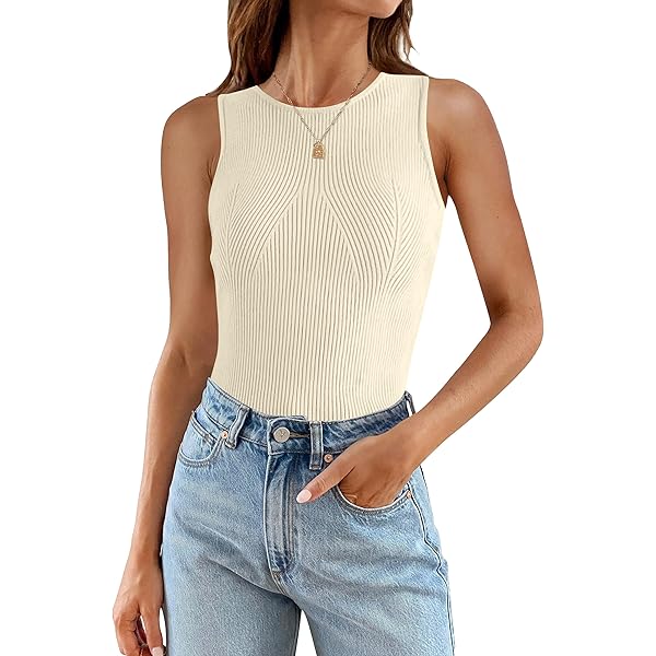 Solid Color Versatile Sexy Tank Top U Neck Loose Rib Outer Wear Top T-shirt Wome