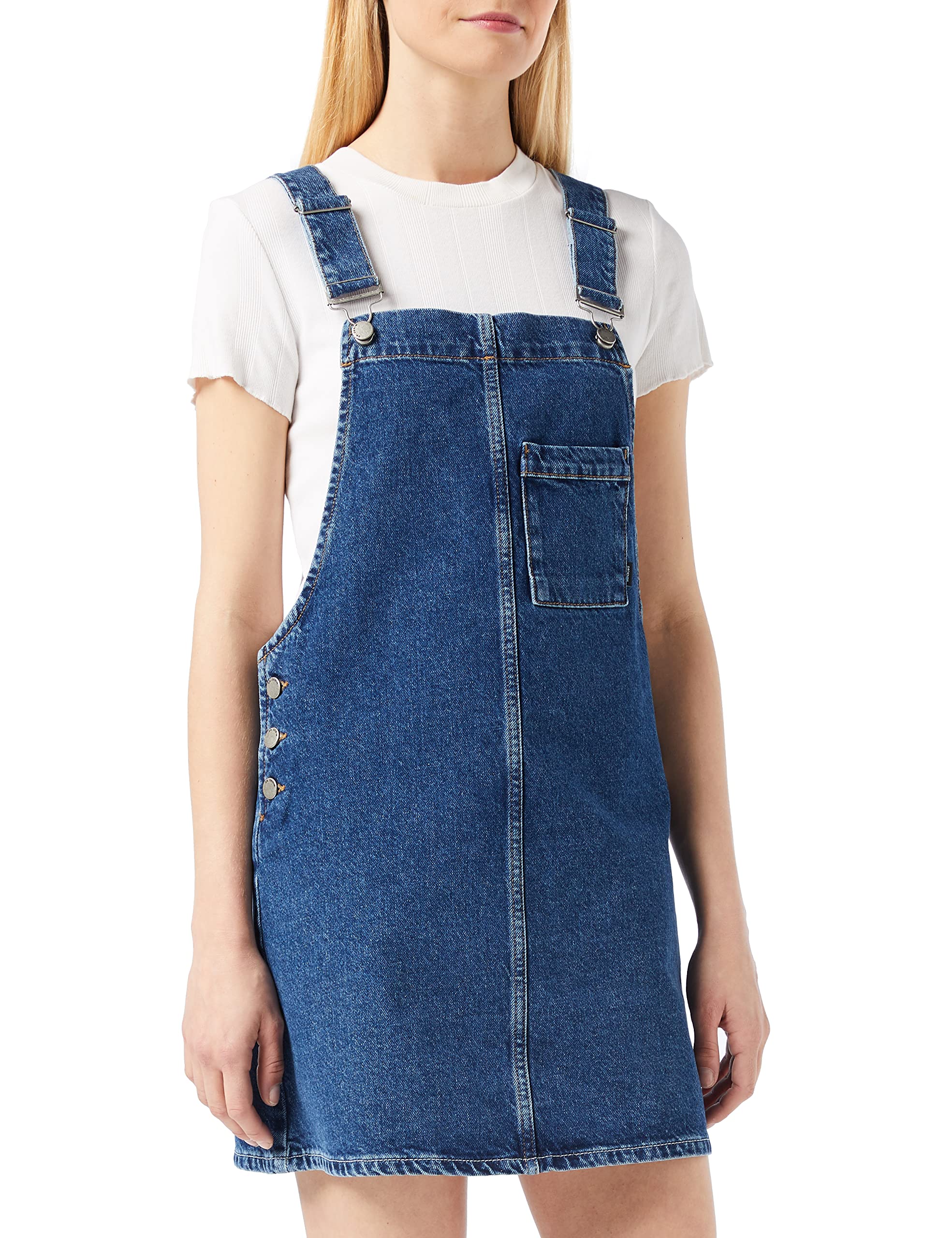 Dr. Denim Women's Effie Dungaree Dress, Pebble Mid Retro, XS UK