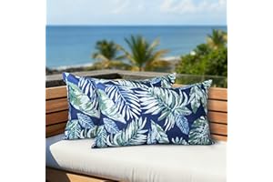 AELS Outdoor Lumbar Pillow Covers 12x20 Inch, Waterproof Decorative Pillow Covers Pack of 2, Water-Resistant Pillow Case for 