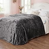 SUNVIVI Heated Blanket King Size, Electric Throw Dual Control, 5 Years Warranty, 10 Heat Settings, 12 Hours Auto Off, Soft Flannel and Sherpa, Machine Washable, ETL Certified, Grey, 100x90 Inch