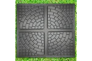 BETONEX Plastic Molds Patio Paving Set - 4pcs Big Beautiful Pathmaker Precast Concrete Molds & Stampcrete for Reusable Large Cobblestone Walkways