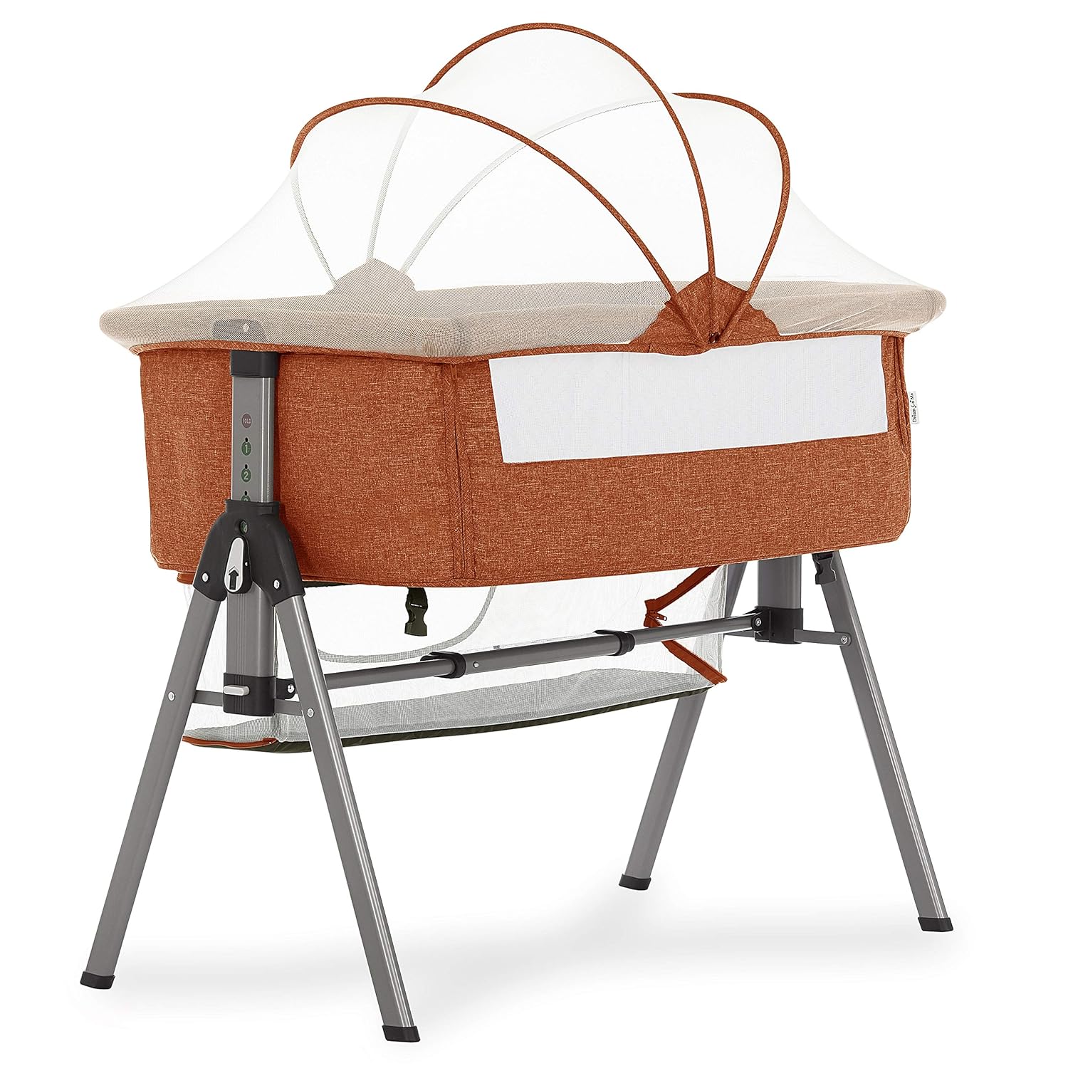 Dream On Me Lotus Bassinet & Bedside Sleeper in Rust, Orange