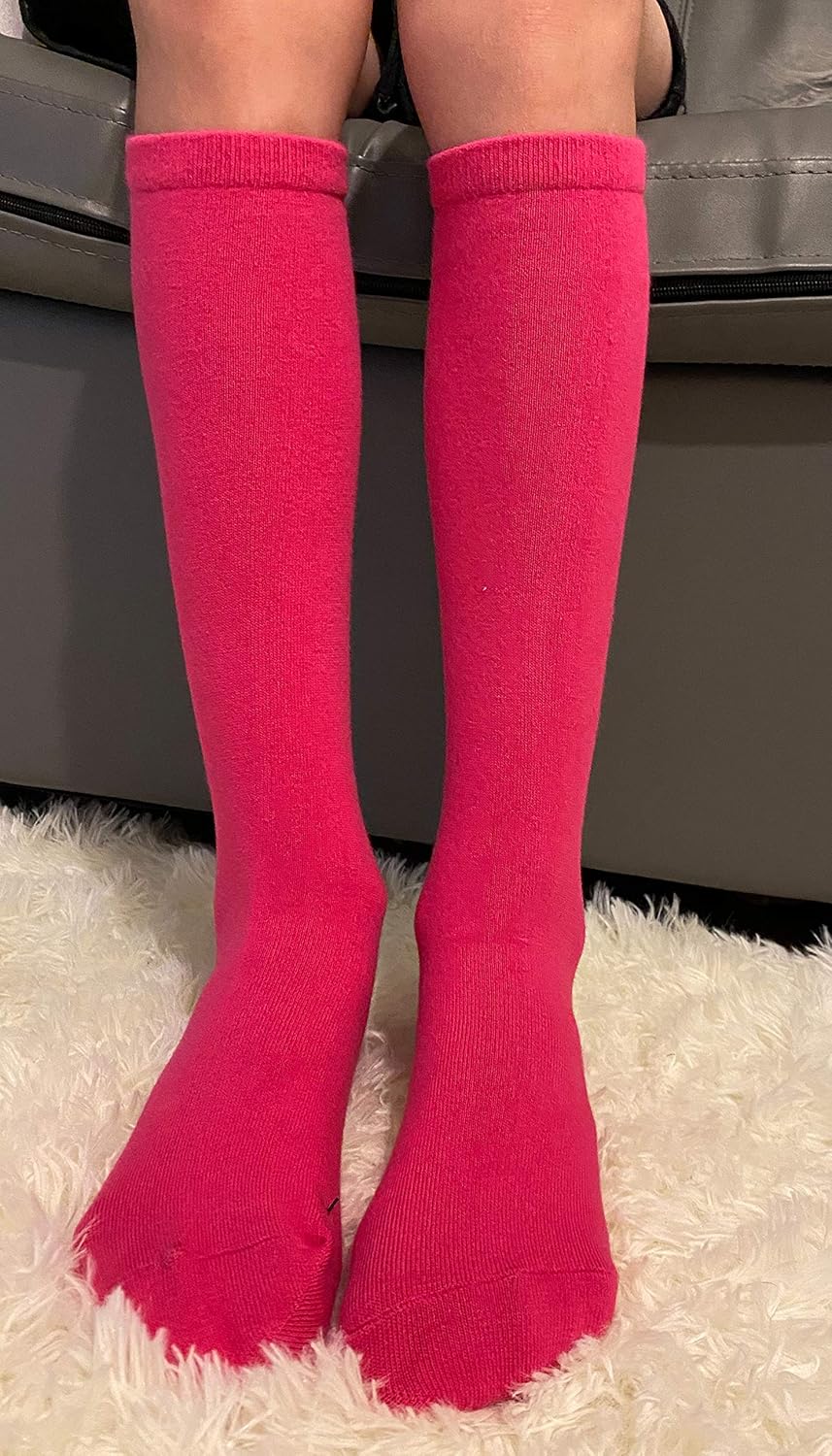3 Pairs of Boys and Girls Solid Knee High Uniform Socks for School, Soccer, Football, AFO etc.: Clothing