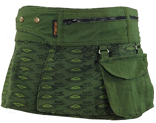 Guru-Shop Wickelrock, Cacheur, Sidebag, Damen, Baumwolle, Kurze Röcke Alternative Bekleidung
