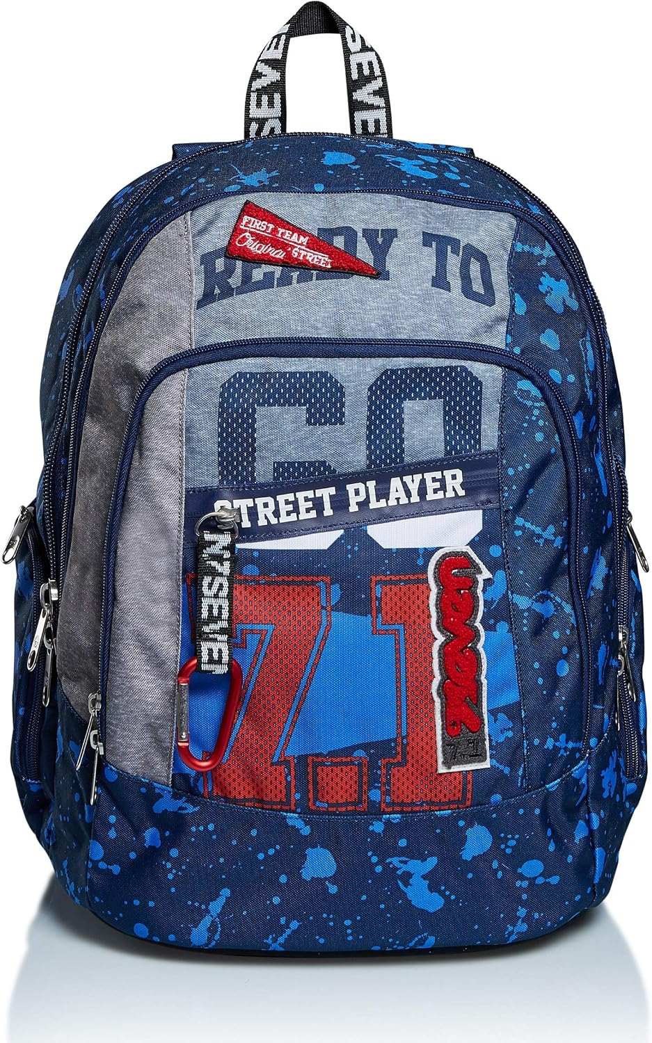 Seven Advanced Backpack - Street Player - Double Compartment - School and Leisure, Dark Blue Urban, standard size