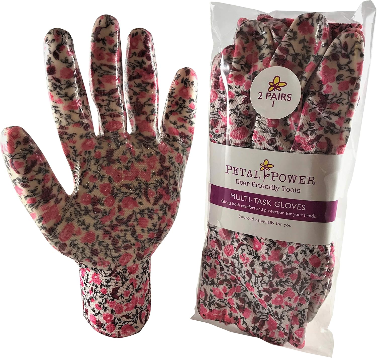 2 Pairs Ladies Gardening Gloves Lightweight & Durable Work Gloves for