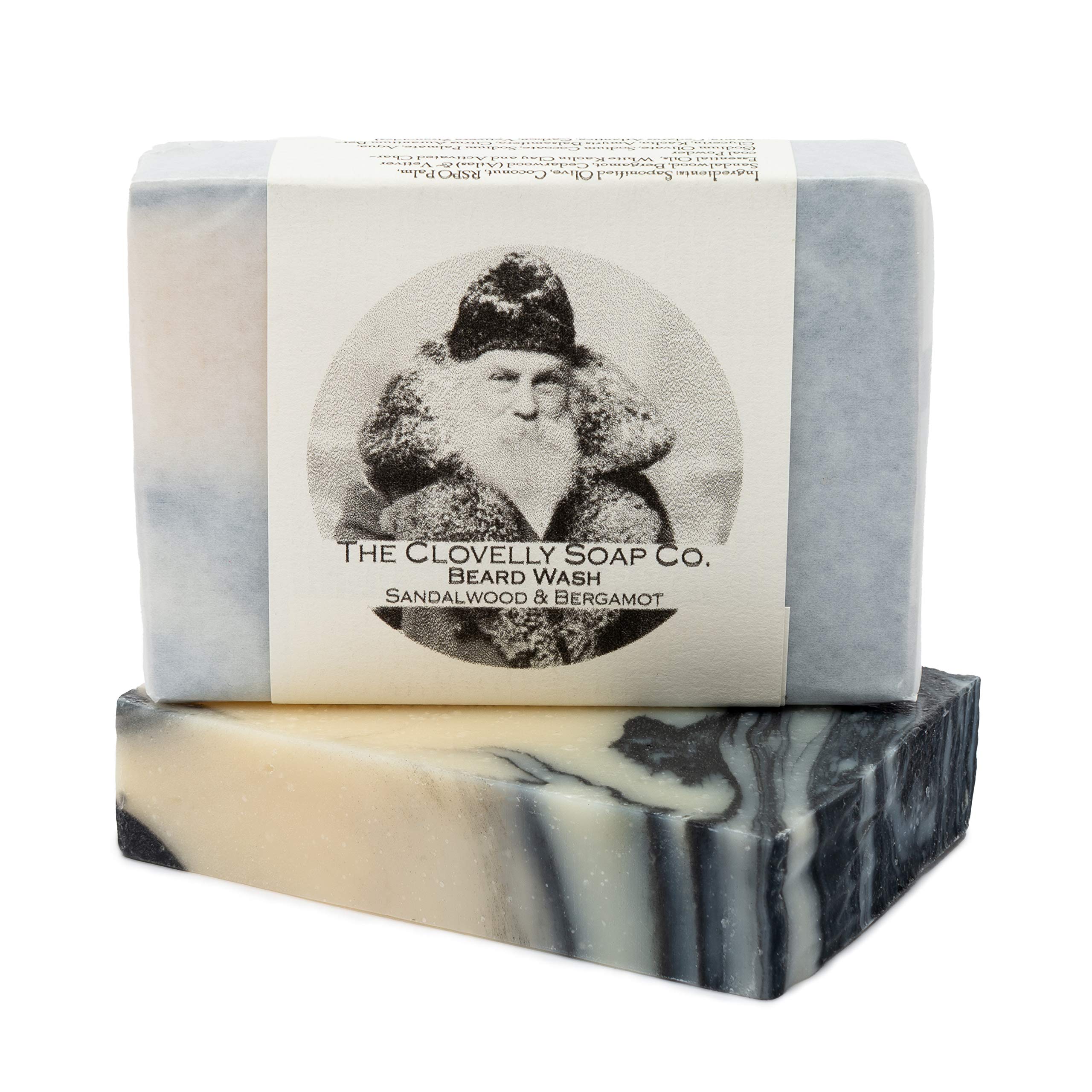 Clovelly Soap Co Natural Handmade Beard Shampoo Soap Bar Sandalwood & Bergamot 100g