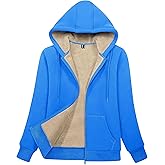 MAGCOMSEN Womens Zip Up Hoodies Sherpa Lined Fleece Thermal Jacket Full Zip Winter Warm Casual Thick Coats Pockets