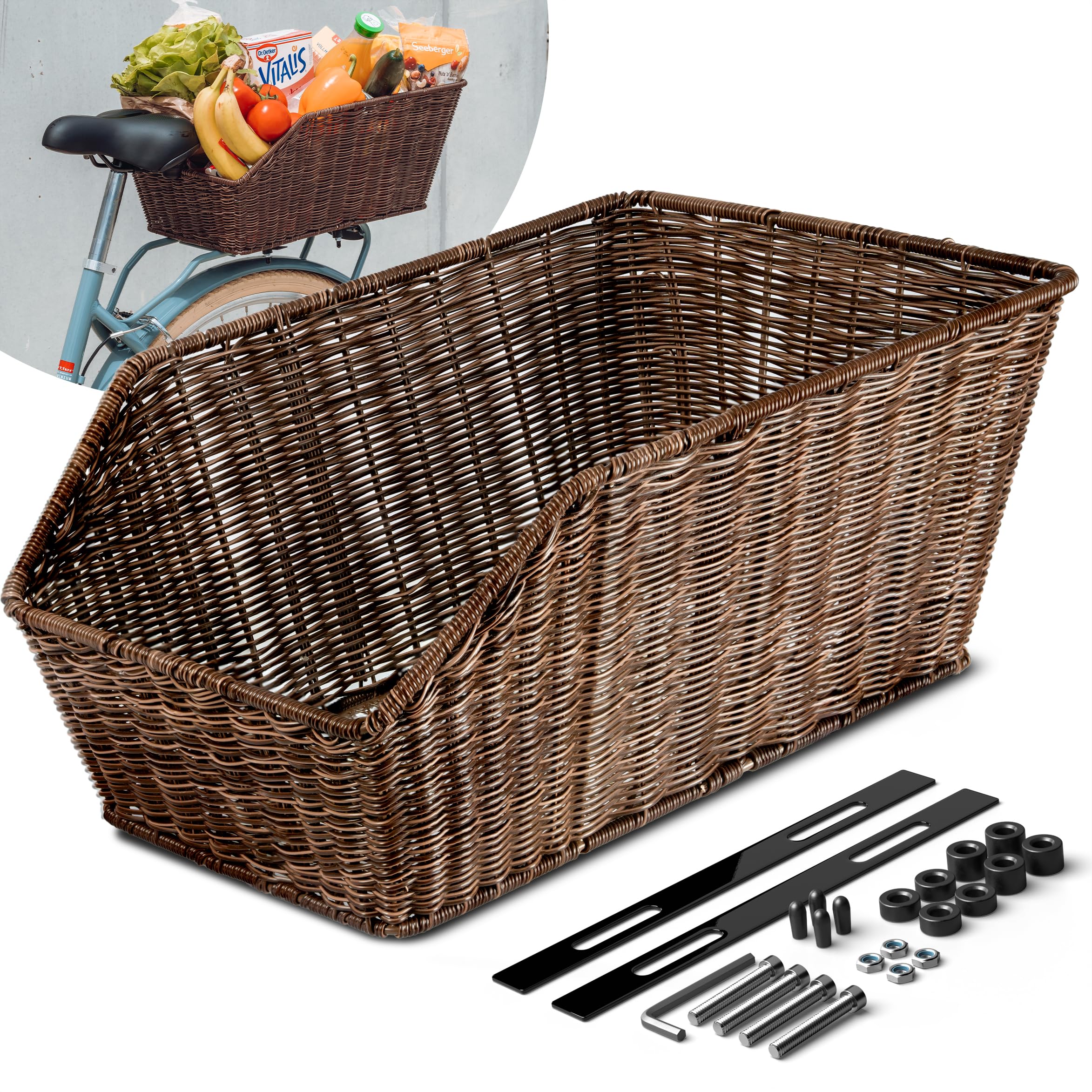 Büchel 84514011 Bicycle Bicycle Basket Rattan, Brown, One Size