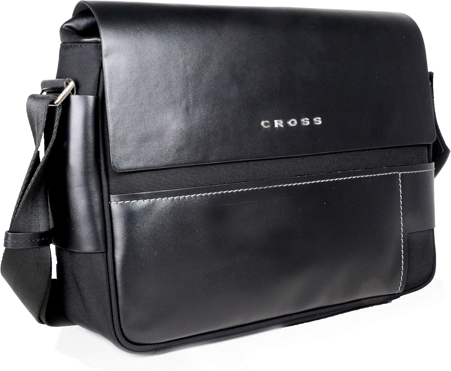 mens black leather messenger bag