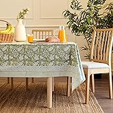 Encasa XO Square Tablecloth 60"x60" 5 ft Sage Green Jaipuri Block Print Cotton Dining Table Cloth | Handcrafted Floral tablecloths – Machine Washable for Indoor, Outdoor, Everyday Use