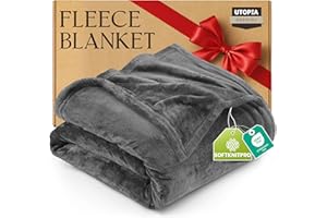 Utopia Bedding Fleece Blanket Queen Size Grey 300GSM Luxury Anti-Static Fuzzy Soft Microfiber Bed Blanket (90x90 Inch)