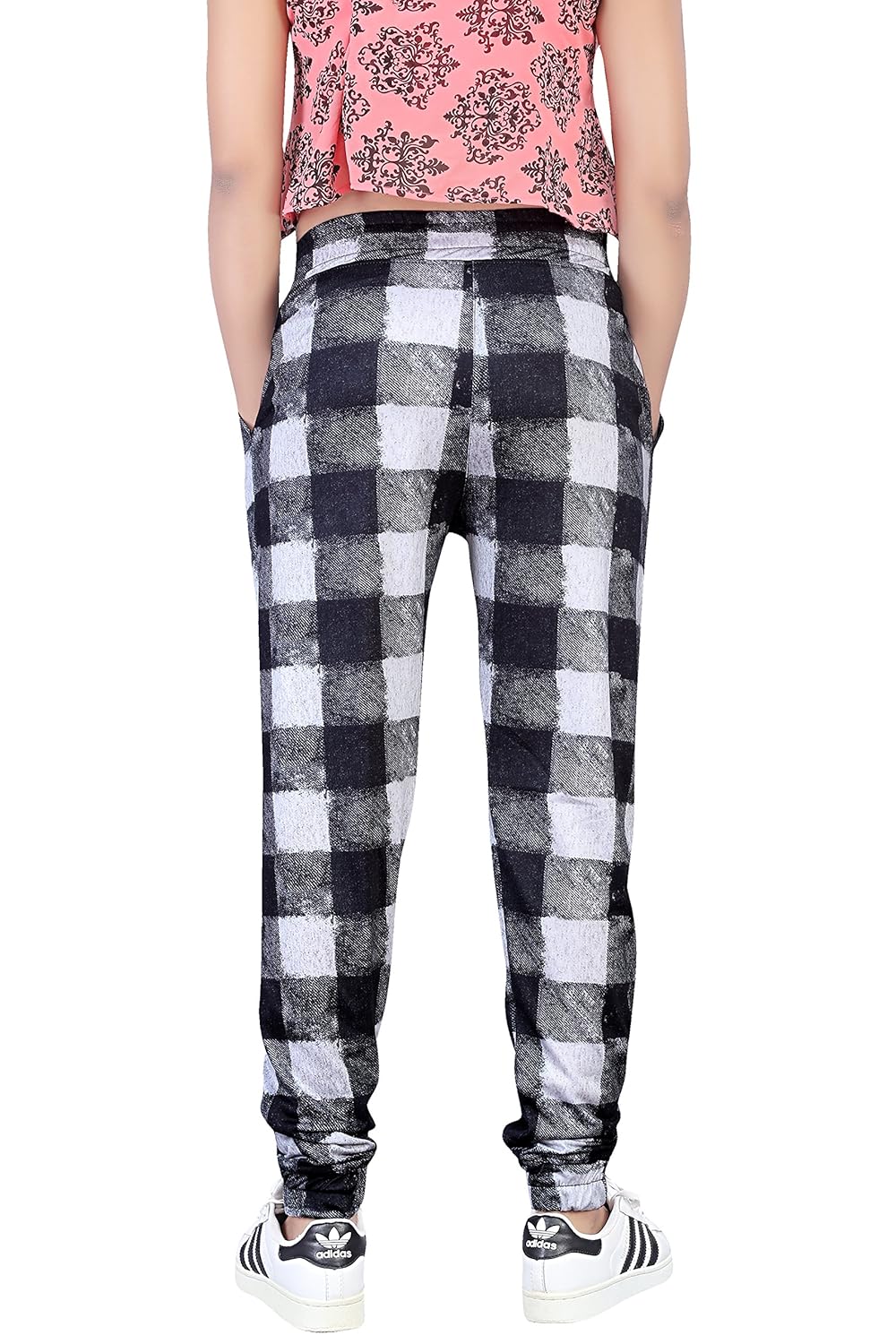 yuvraah women's grey chess checks track pant