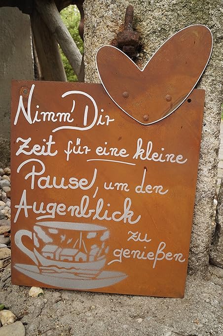 Schild Gedichttafel Spruch Gartendekoration Ein Schoner Garten Edelrost Tafel Mit Herz Gartendeko Gartenschilder
