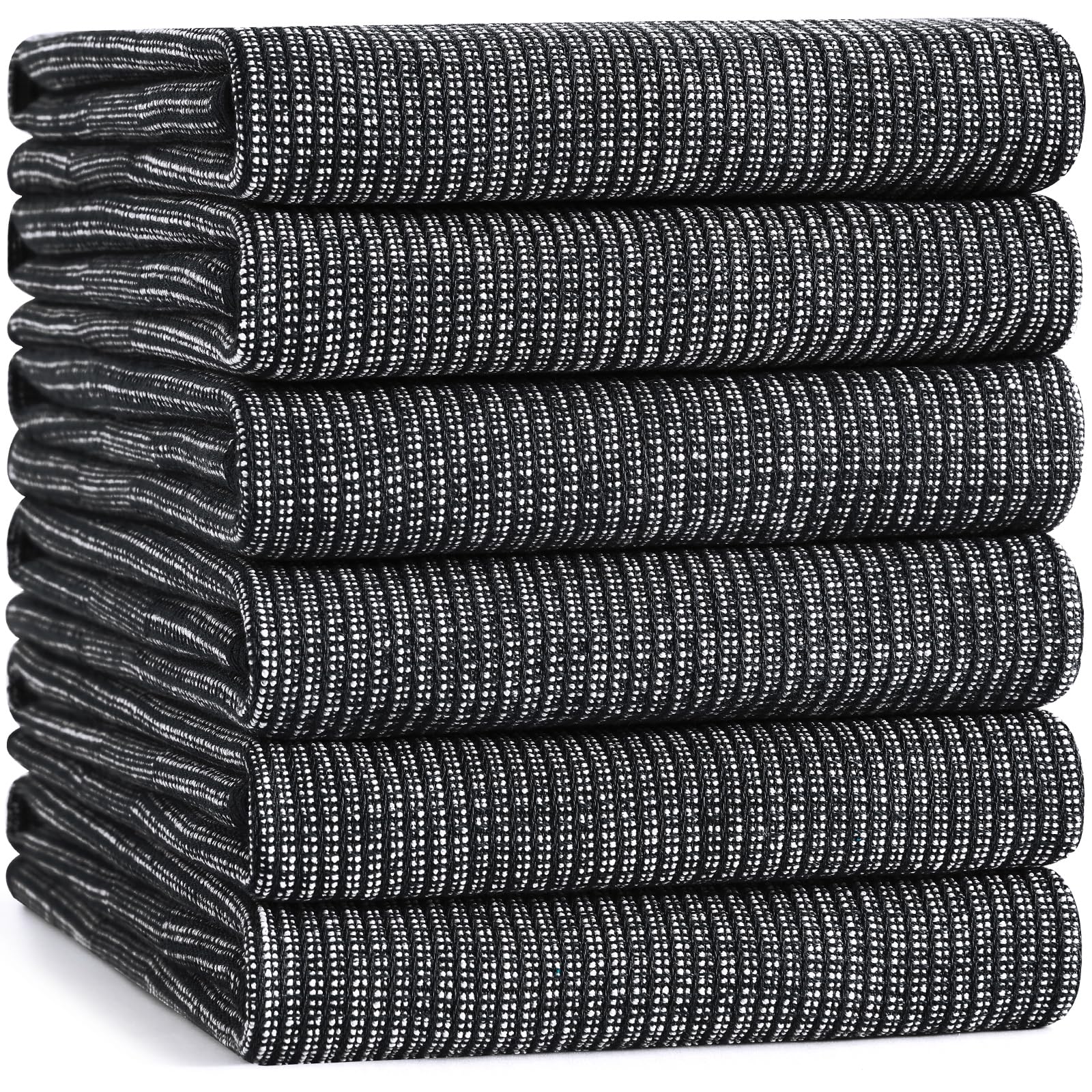 Photo 1 of Mordimy Premium Kitchen Towels 6 Pack (18 x 28 Inches, Black), Large Cotton Kitchen Hand Towel, Flat & Terry Dish Towels for Drying Dishes, Super Absorbent Tea Dishtowels Set with Hanging Loop