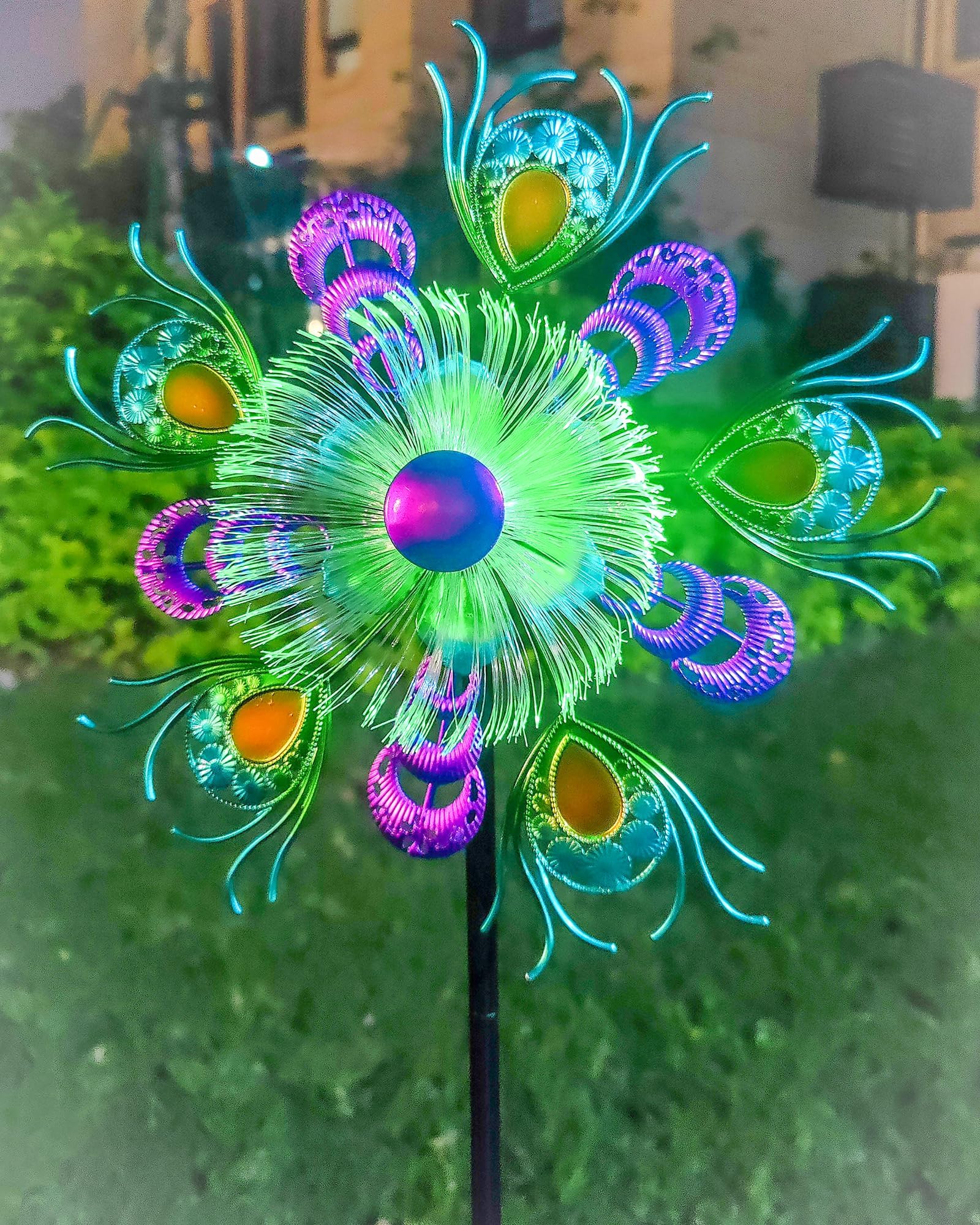 Photo 1 of Solar Peacock Wind Spinners for Yard and Garden, 40 Inch Solar Windmill Garden Whirligig Kinetic Spinners Decor for Lawn,Patio&Yard, Metal Whirligigs Green Wind Spinners Outdoor