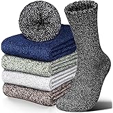 Wykor 5 Pairs Merino Wool Socks for Men,Hiking Socks,Mens Crew Boot Thermal Work Sock,Men's Winter Dress Socks