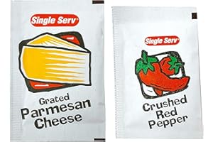Crait Single Serv Parmesan Cheese Packets and Crushed Red Pepper Packets 100 PackSingle Serve Portion Control Individual Packets 50 Parmesan Cheese and 50 Crushed Red Pepper Packets