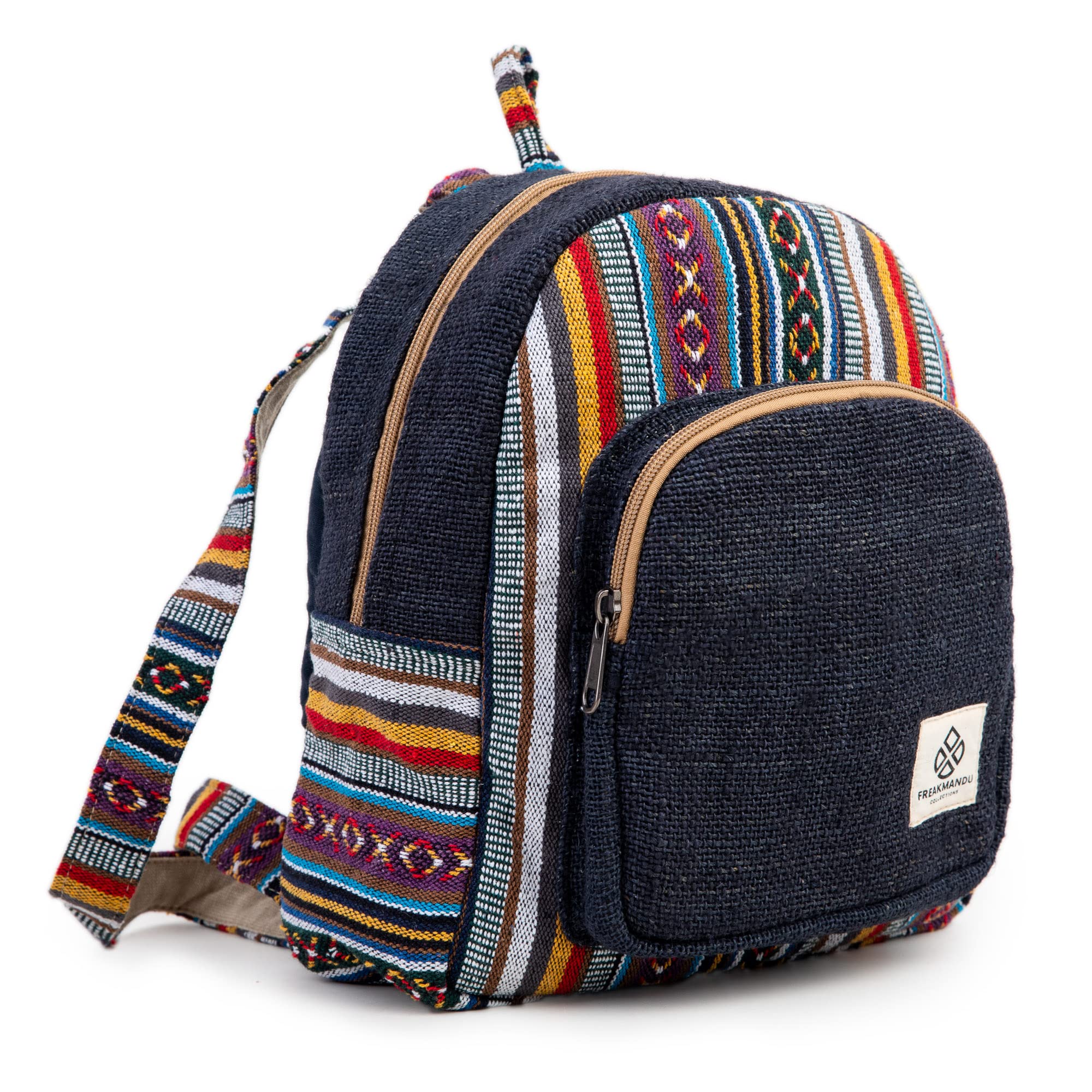 Photo 1 of Mini  Backpack Bag - Boho Eco Friendly Unisex Rustic Durable Adjustable Straps Bag by Freakmandu - Blue