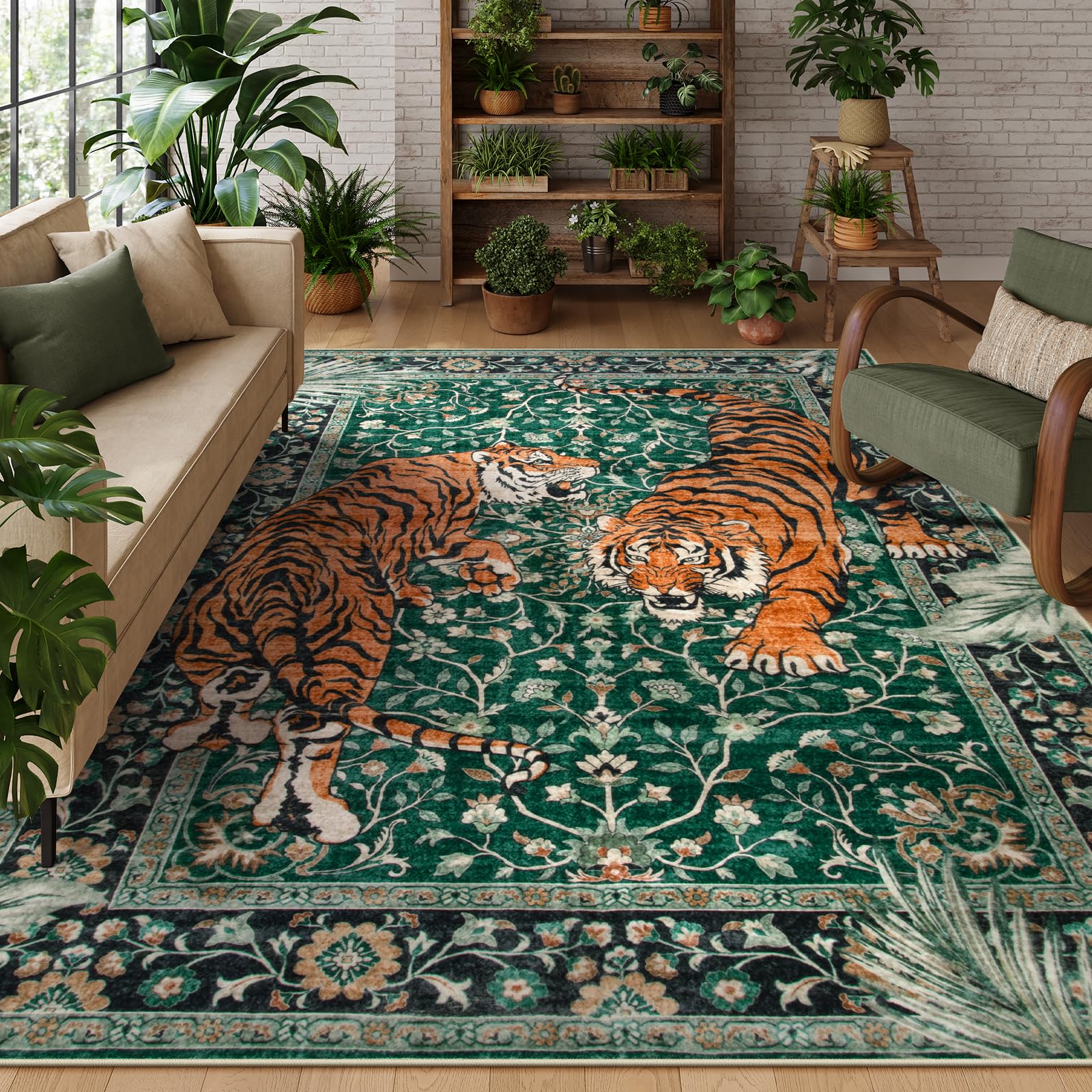 Moynesa Tiger Washable Rugs, 8x10 Area Rugs for Living Room, Soft Large ...