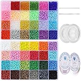 KERGAEN 7200pcs 4mm Seed Beads - Assorted Colors, 6/0 Size - Perfect for Jewelry Making, Beading Crafts, DIY Projects