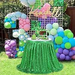 9ft Green Table Skirts for Rectangle Sequin Table