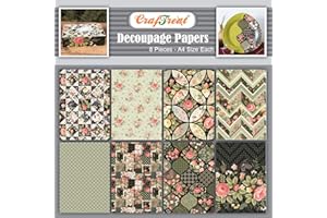 CrafTreat Small Pattern Decoupage Paper for Crafts - Flower Mosaic I and II - Size: A4-8 Pcs - Furniture Decoupage Paper Pattern - Decoupage Paper for Scrapbooking