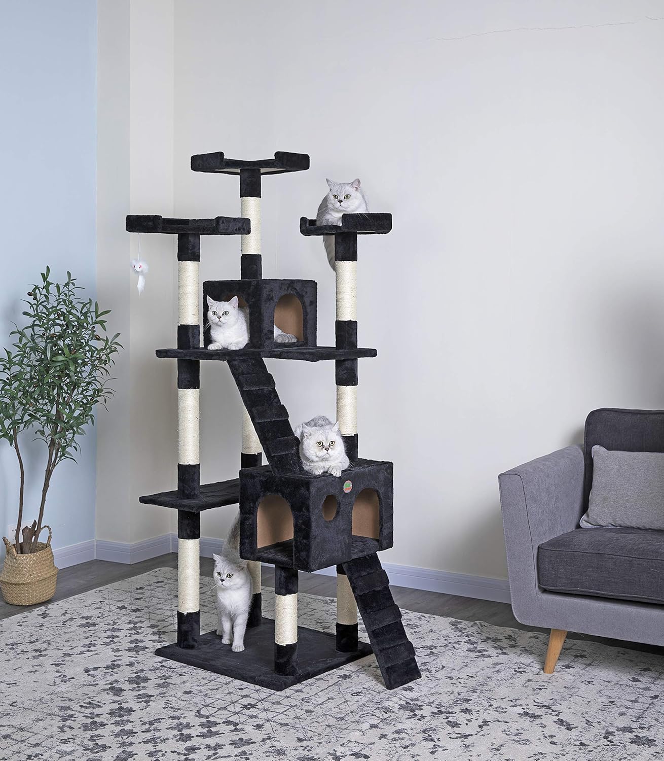 Go Pet Club Cat Tree, 33-Inch by 22-Inch by 72-Inch, Black : Cat Condo : Pet Supplies