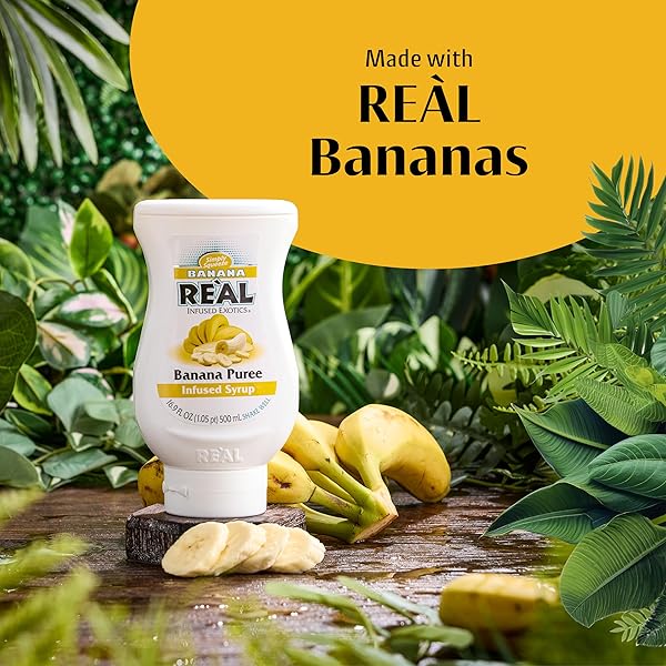 BANANA REÀL, BANANA PUREE INFUSED SYRUP, 16.9 FL OZ SQUEEZABLE BOTTLE (PACK OF 1)