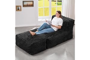 Hobestluk Bean Bag Chair Big Bean Bag Lounger for Adults Bean Bag Couch with Memory Foam Filled for Living Room, Bedroom or B