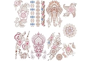 Aresvns Henna Tattoo, 9 Sheets Henna Stickers, Waterproof Brown Henna Tattoo Stickers for Women Girls