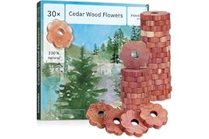 Inovida 30 American Cedar Wood Rings – Stop Clothes Damage - Wardrobe Freshener – Premium American Cedarwood Flowers for Fresh Scent in Drawers and Closets - Cedar Clothes Hangers